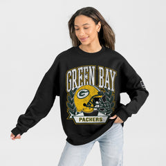Green Bay Packers Gameday Couture Women's Oversized Victory Lane Black Label Premium Fleece Sweatshirt Black