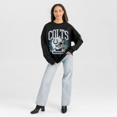 Indianapolis Colts Gameday Couture Women's Oversized Victory Lane Black Label Premium Fleece Sweatshirt Black