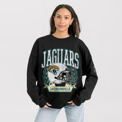 Jacksonville Jaguars Gameday Couture Women's Oversized Victory Lane Black Label Premium Fleece Sweatshirt Black