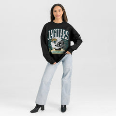 Jacksonville Jaguars Gameday Couture Women's Oversized Victory Lane Black Label Premium Fleece Sweatshirt Black