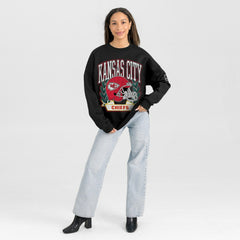 Kansas City Chiefs Gameday Couture Women's Oversized Victory Lane Black Label Premium Fleece Sweatshirt Black