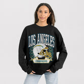 Los Angeles Chargers Gameday Couture Women's Oversized Victory Lane Black Label Premium Fleece Sweatshirt Black