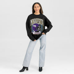 Minnesota Vikings Gameday Couture Women's Oversized Victory Lane Black Label Premium Fleece Sweatshirt Black