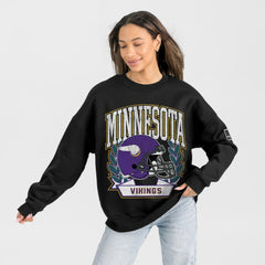 Minnesota Vikings Gameday Couture Women's Oversized Victory Lane Black Label Premium Fleece Sweatshirt Black
