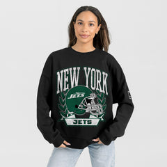 New York Jets Gameday Couture Women's Oversized Victory Lane Black Label Premium Fleece Sweatshirt Black