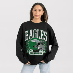 Philadelphia Eagles Gameday Couture Women's Oversized Victory Lane Black Label Premium Fleece Sweatshirt Black