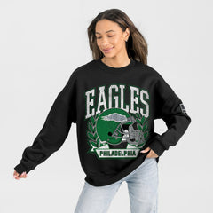 Philadelphia Eagles Gameday Couture Women's Oversized Victory Lane Black Label Premium Fleece Sweatshirt Black