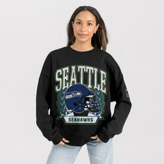 Seattle Seahawks Gameday Couture Women's Oversized Victory Lane Black Label Premium Fleece Sweatshirt Black