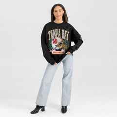 Tampa Bay Buccaneers Gameday Couture Women's Oversized Victory Lane Black Label Premium Fleece Sweatshirt Black