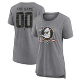 NHL,Custom Anaheim Ducks Women's Heritage Custom Tri-Blend T-Shirt - Gray