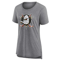 NHL,Custom Anaheim Ducks Women's Heritage Custom Tri-Blend T-Shirt - Gray