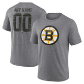 NHL,Custom Boston Bruins Heritage Custom Tri-Blend T-Shirt - Gray