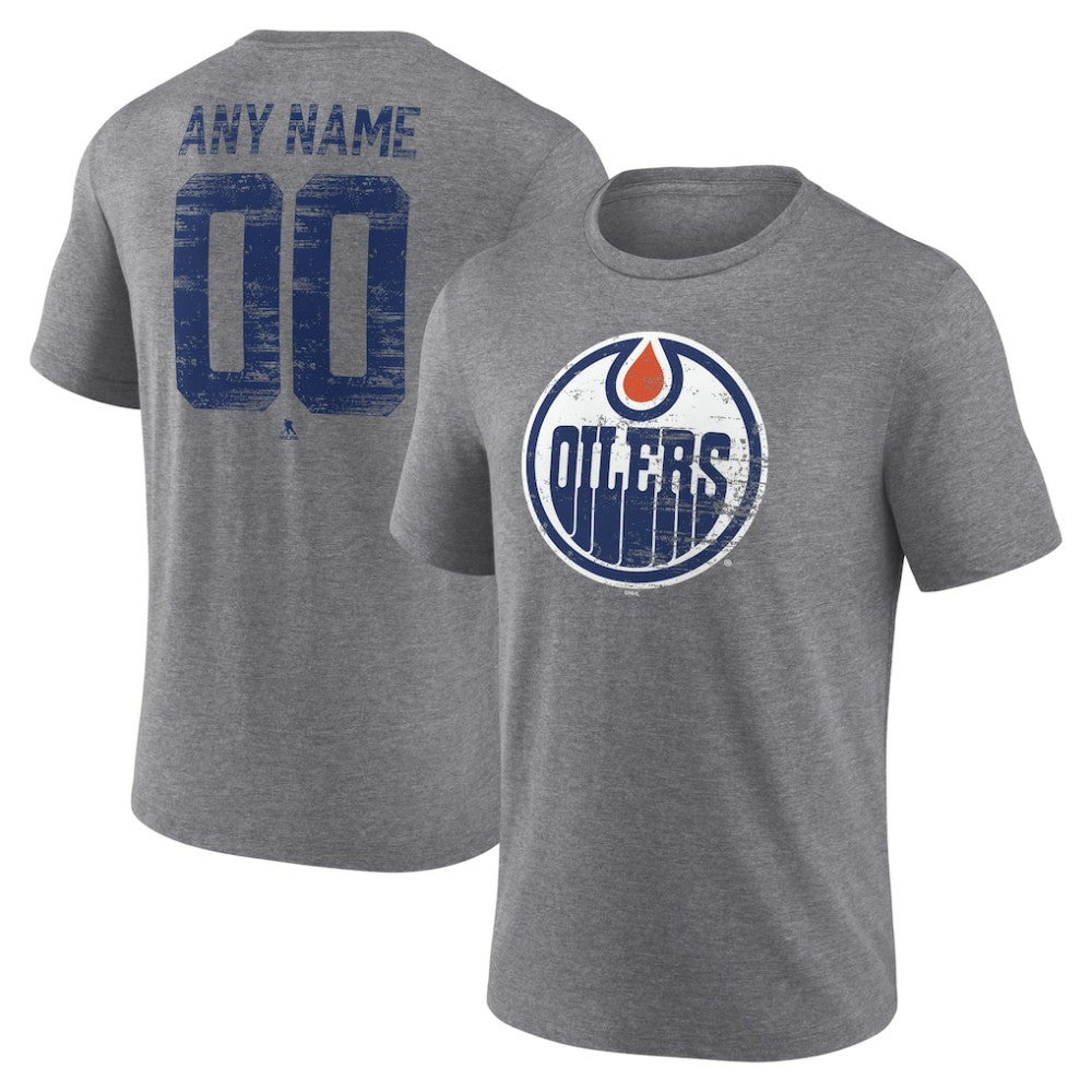 NHL,Custom Edmonton Oilers Heritage Custom Tri-Blend T-Shirt - Gray