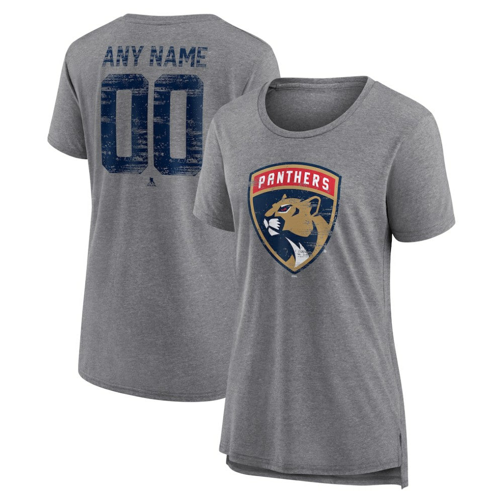 NHL,Custom Florida Panthers Women's Heritage Custom Tri-Blend T-Shirt - Gray