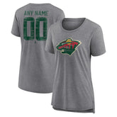 NHL,Custom Minnesota Wild Women's Heritage Custom Tri-Blend T-Shirt - Gray