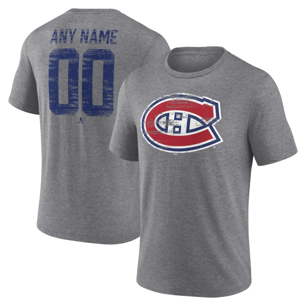 NHL,Custom Montreal Canadiens Heritage Custom Tri-Blend T-Shirt - Gray