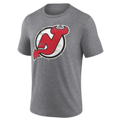 NHL,Custom New Jersey Devils Heritage Custom Tri-Blend T-Shirt - Gray