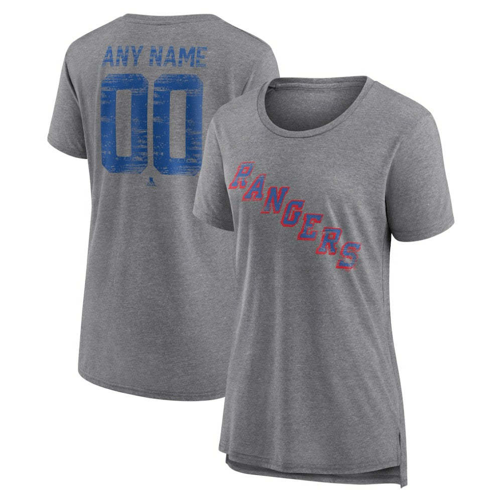 NHL,Custom New York Rangers Women's Heritage Custom Tri-Blend T-Shirt - Gray