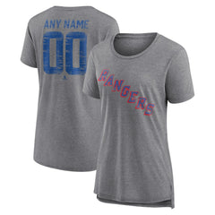 NHL,Custom New York Rangers Women's Heritage Custom Tri-Blend T-Shirt - Gray