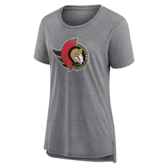 NHL,Custom Ottawa Senators Women's Heritage Custom Tri-Blend T-Shirt - Gray