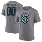 NHL,Custom Seattle Kraken Heritage Custom Tri-Blend T-Shirt - Gray