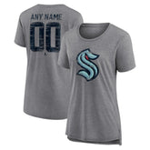 NHL,Custom Seattle Kraken Women's Heritage Custom Tri-Blend T-Shirt - Gray