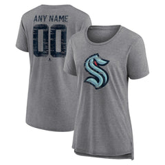 NHL,Custom Seattle Kraken Women's Heritage Custom Tri-Blend T-Shirt - Gray