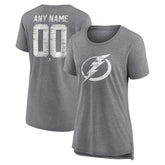 NHL,Custom Tampa Bay Lightning Women's Heritage Custom Tri-Blend T-Shirt - Gray