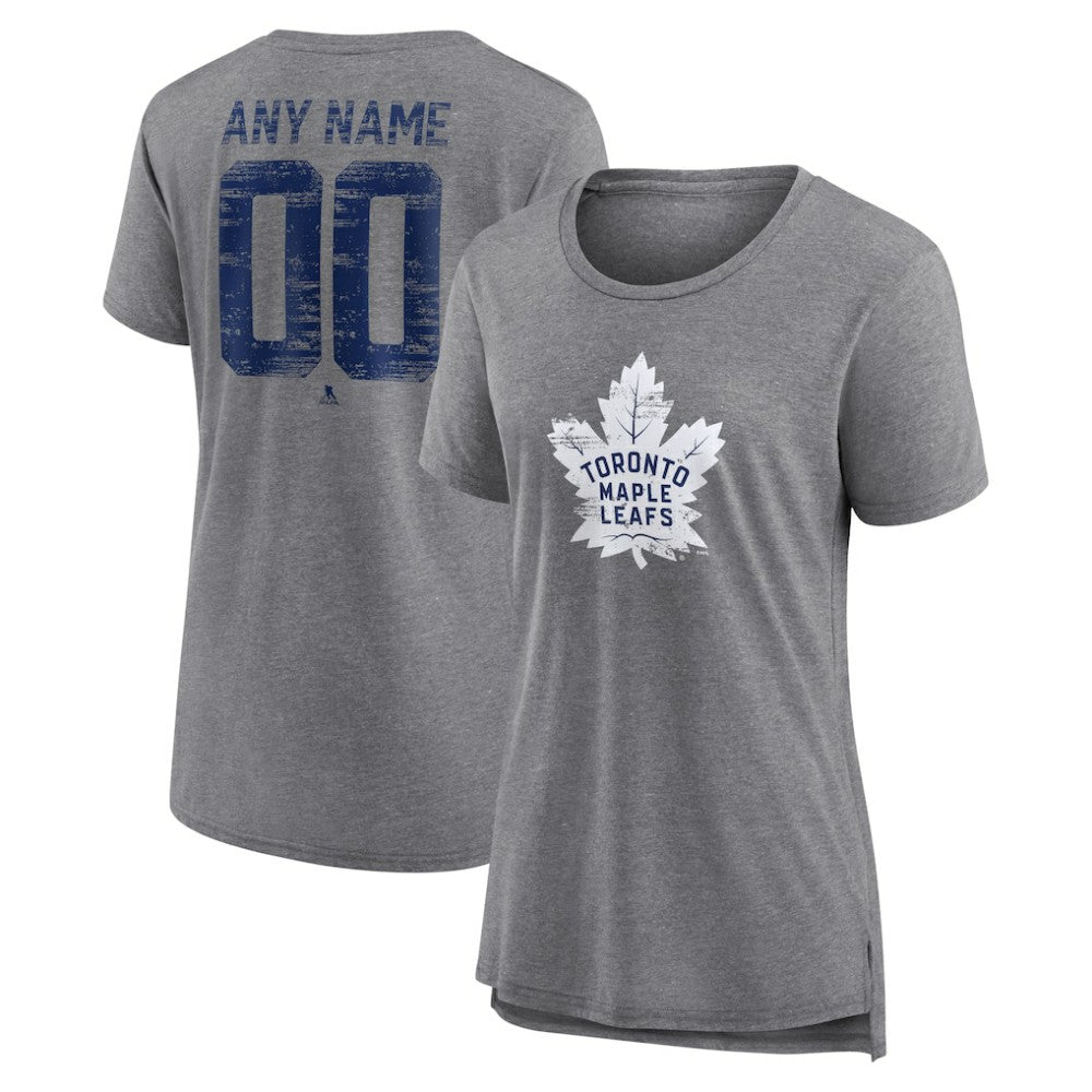 NHL,Custom Toronto Maple Leafs Women's Heritage Custom Tri-Blend T-Shirt - Gray