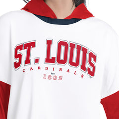 St. Louis Cardinals G-III 4Her by Carl Banks Women's Key Player Oversized Hooded Long Sleeve T-Shirt - White/Red T-shirts