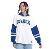 Los Angeles Dodgers G-III 4Her by Carl Banks Women's Key Player Oversized Hooded Long Sleeve T-Shirt - White/Royal T-shirts