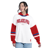 Philadelphia Phillies G-III 4Her by Carl Banks Women's Key Player Oversized Hooded Long Sleeve T-Shirt - White/Red T-shirts