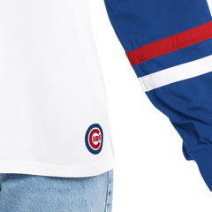 Chicago Cubs G-III 4Her by Carl Banks Women's Key Player Oversized Hooded Long Sleeve T-Shirt - White/Royal T-shirts
