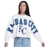 Kansas City Royals G-III 4Her by Carl Banks Women's Bleachers Cropped Pullover Sweatshirt - White Pullover
