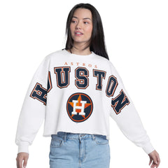 Houston Astros G-III 4Her by Carl Banks Women's Bleachers Cropped Pullover Sweatshirt - White Pullover