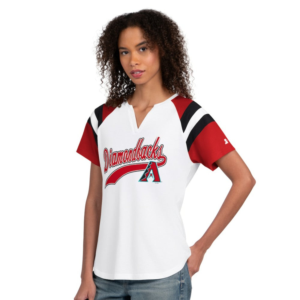 Arizona Diamondbacks Starter Women's Game On Notch Neck T-Shirt - White T-shirts