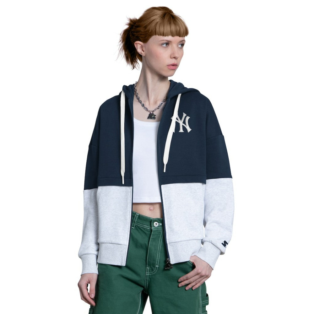 New York Yankees Starter Women's Wishbone Full-Zip Hoodie - Navy/Heather Gray Hoodies