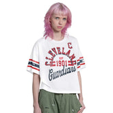 Cleveland Guardians Starter Women's Cropped Hurry Up Offense T-Shirt - White T-shirts