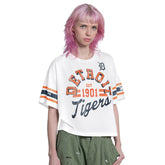 Detroit Tigers Starter Women's Cropped Hurry Up Offense T-Shirt - White T-shirts