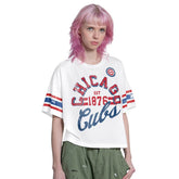Chicago Cubs Starter Women's Cropped Hurry Up Offense T-Shirt - White T-shirts