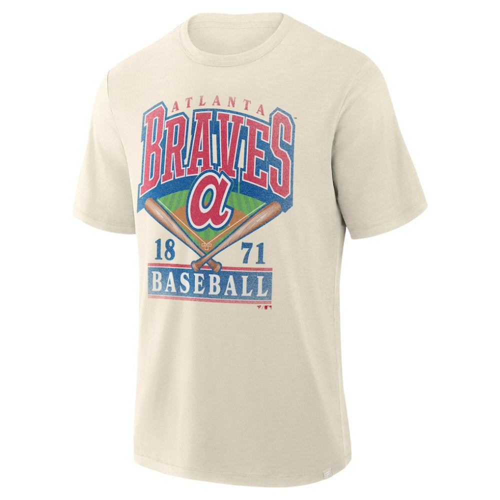 Atlanta Braves Profile Big & Tall Screen Print T-Shirt - Cream T-shirts
