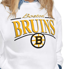 NHL Boston Bruins Starter Women's Arch Stripe Fleece Sweatshirt - White