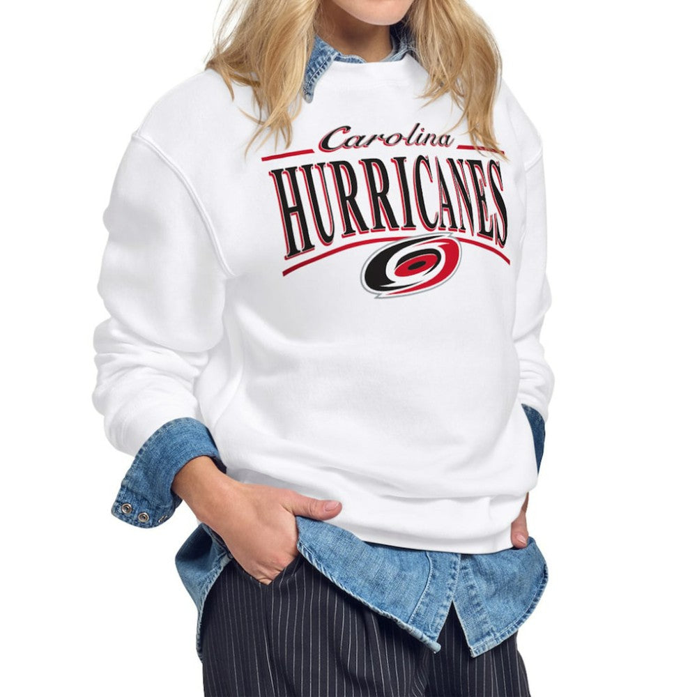NHL Carolina Hurricanes Starter Women's Arch Stripe Fleece Sweatshirt - White