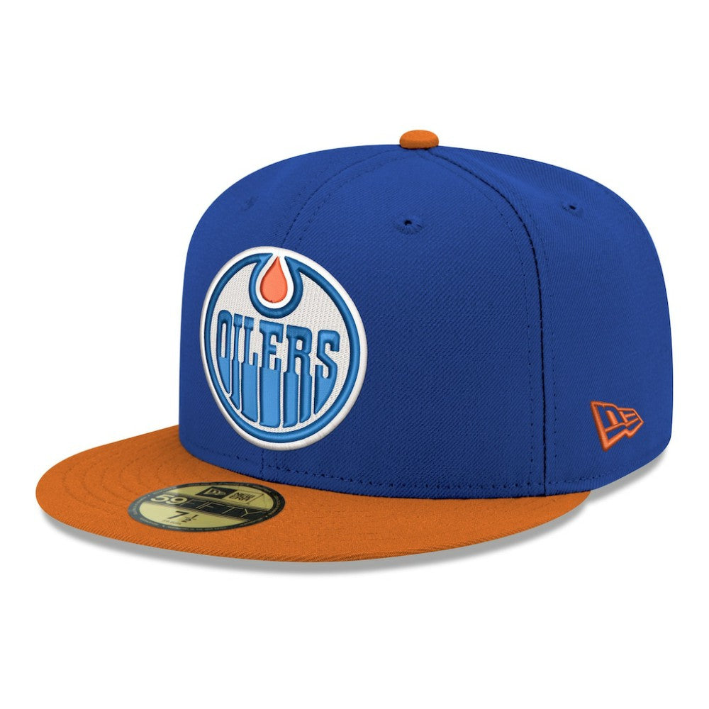 NHL Edmonton Oilers New Era Core Logo Two-Tone 59FIFTY Fitted Hat - Royal