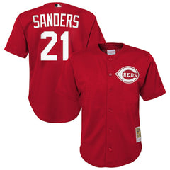 MLB Deion Sanders Cincinnati Reds Mitchell & Ness Youth Cooperstown Mesh Batting Practice Jersey - Red
