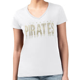 Pittsburgh Pirates G-III 4Her by Carl Banks Women's Metallic Drop Lightweight V-Neck T-Shirt - White T-shirts