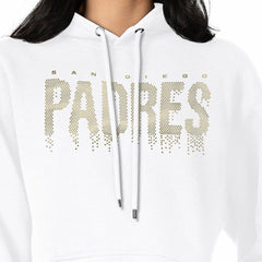 San Diego Padres G-III 4Her by Carl Banks Women's Metallic Drop Fleece Hoodie - White Hoodies