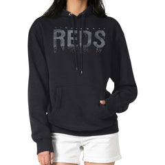 Cincinnati Reds G-III 4Her by Carl Banks Women's Metallic Drop Fleece Hoodie - Black Hoodies