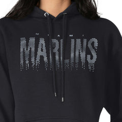 Miami Marlins G-III 4Her by Carl Banks Women's Metallic Drop Fleece Hoodie - Black Hoodies