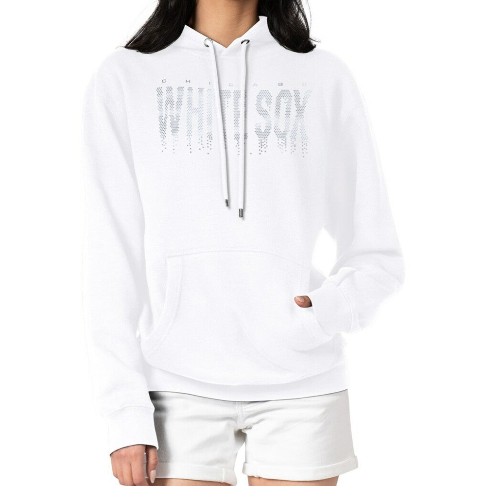 Chicago White Sox G-III 4Her by Carl Banks Women's Metallic Drop Fleece Hoodie - White Hoodies